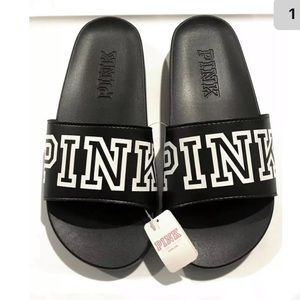 Victoria's Secret PINK Black Sandals NEW M (7/8)